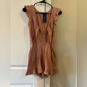 Pink front tie romper